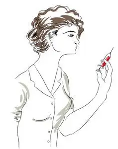 护士和针头漂亮的护士拿着针照片