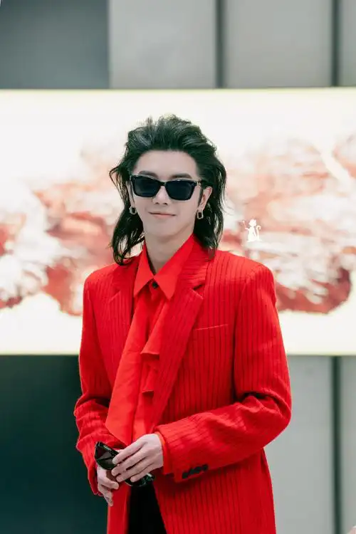 华晨宇红西装背头造型