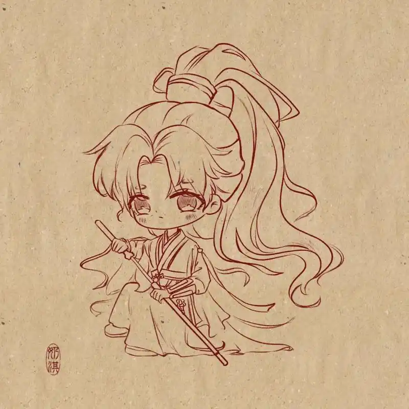 水彩古风男生q版漫画武侠角色莲花楼李相夷        古风男生q版漫画