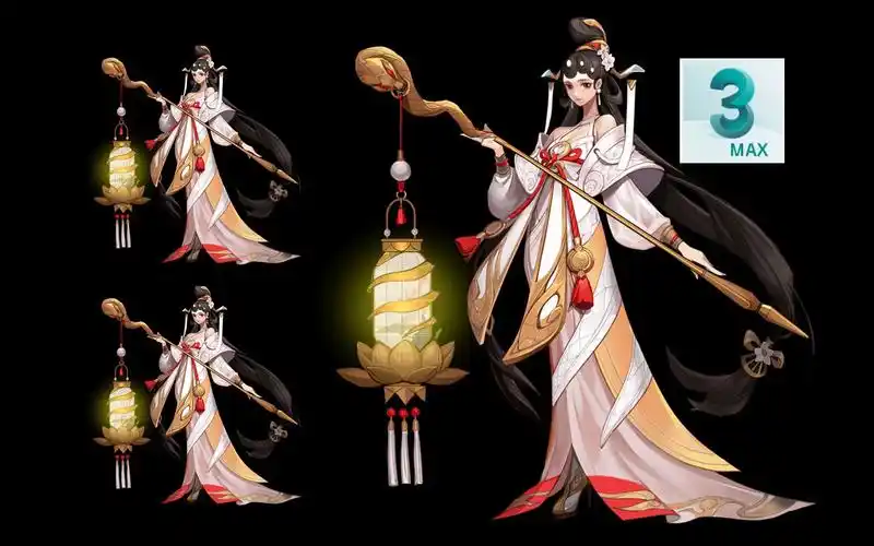 【3dmax建模】王者荣耀-大乔角色建模教程,人物结构布线,卡线技巧详细