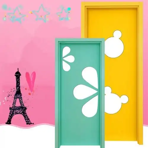 广州木门厂供应彩色儿童卡通室内房间门免漆幼儿园教室工程木门