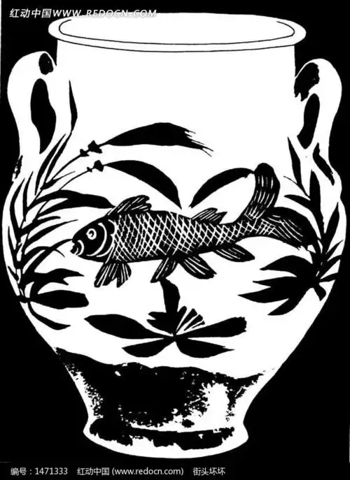 手绘鱼形花纹陶瓷瓶