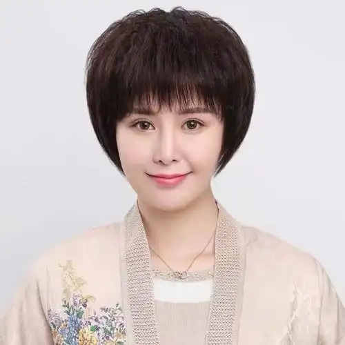 假发女中老年妈妈短卷发显年轻遮白发自然蓬松卷发全头套现货批发