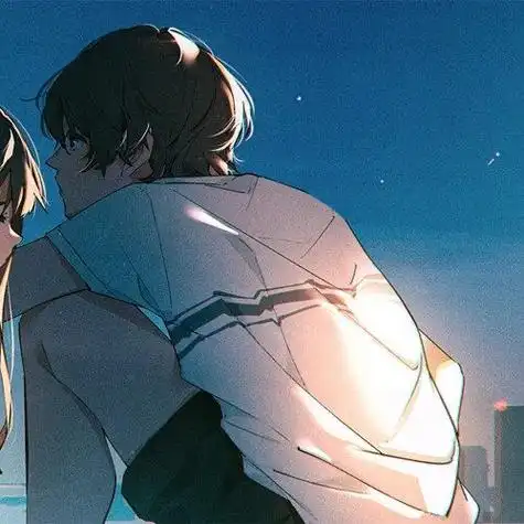 情侣头像蓝色系一男一女 蓝色背景cp情头【婚礼纪】