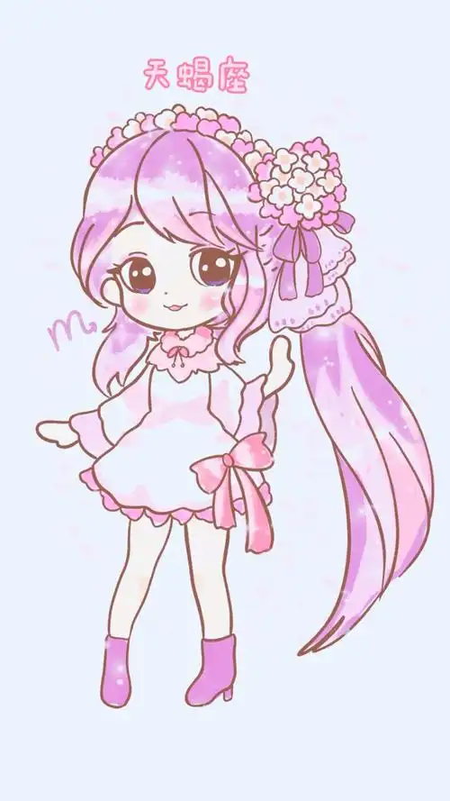 卡通简笔画,神秘浪漫 可爱萌萌的四位小公主