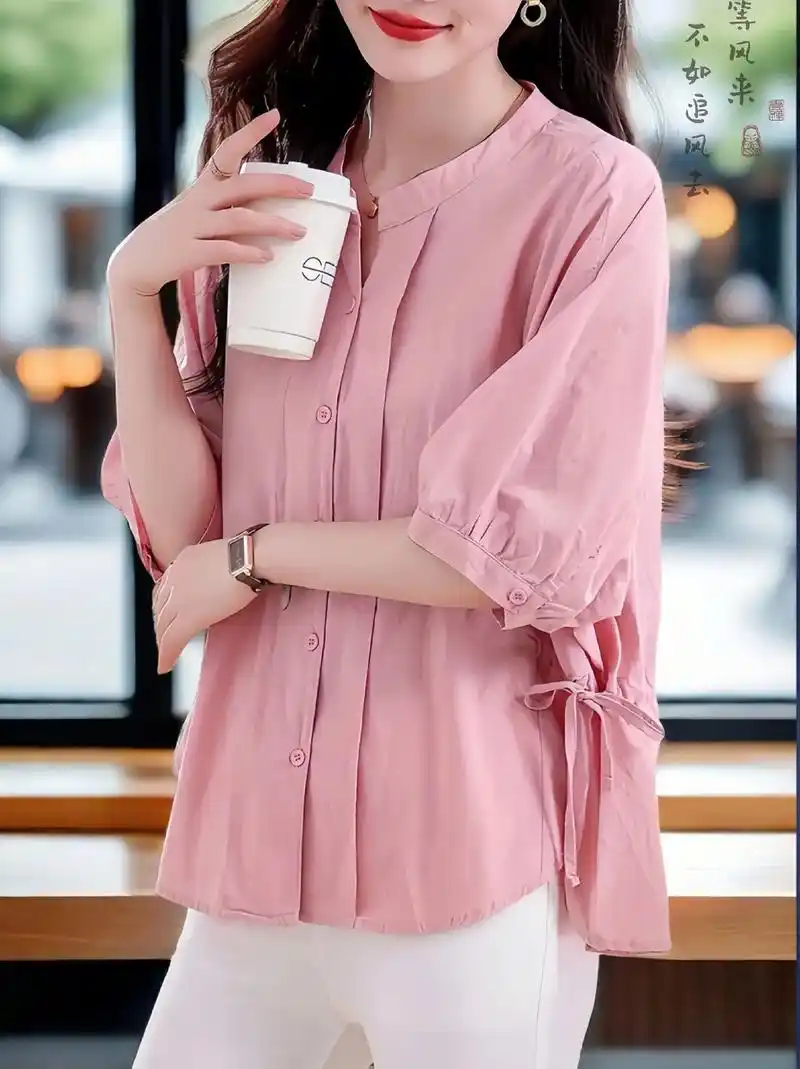 大码女装短袖衬衫时尚洋气太好看了!