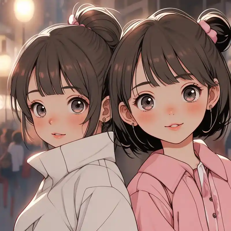 超级可爱的两个女儿的卡通头像,是不是萌到你了呢?