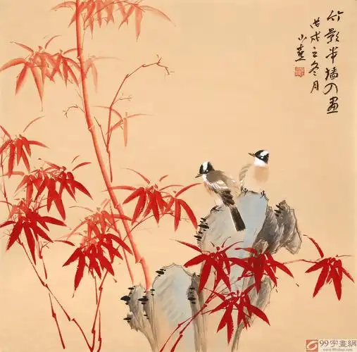 皇甫小喜四尺斗方竹影半墙入画河南著名花鸟画家