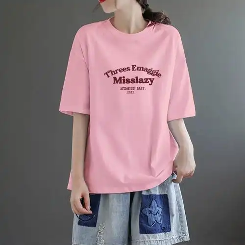 6027夏天显瘦女款休闲学院风圆领宽松春秋网红衣服短袖t恤女夏 - 17网