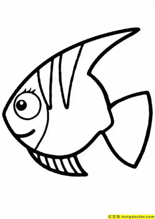 10张为孩子们准备的超级简单的小鱼的卡通画法-红豆饭小学生简笔画