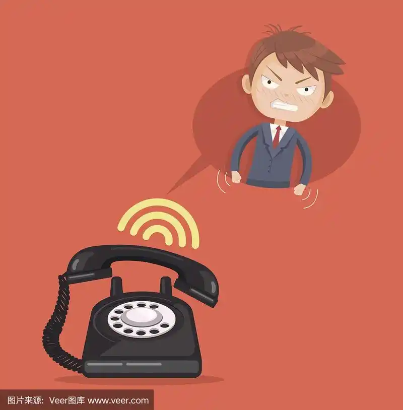 愤怒的办公室男子性格打电话.矢量平面卡通插图