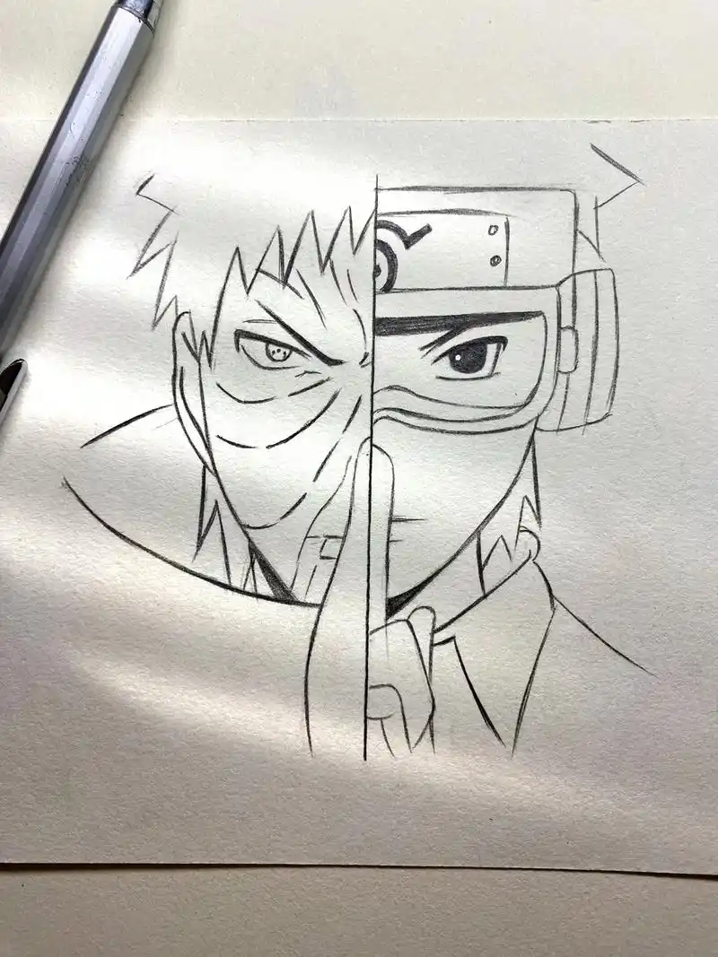 火影忍者#带土  #简笔画 神威难藏泪 - 抖音