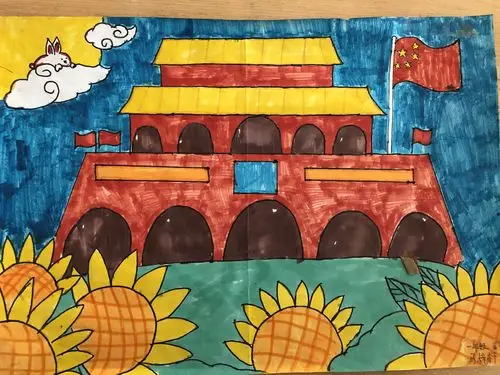 "国庆中秋爱国主题教育展"灵石第五小学一年级专栏