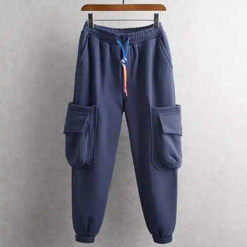 裤带百搭裤子加厚潮流工装口袋大口宽松运动休闲裤