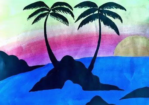 夕阳下的椰子树