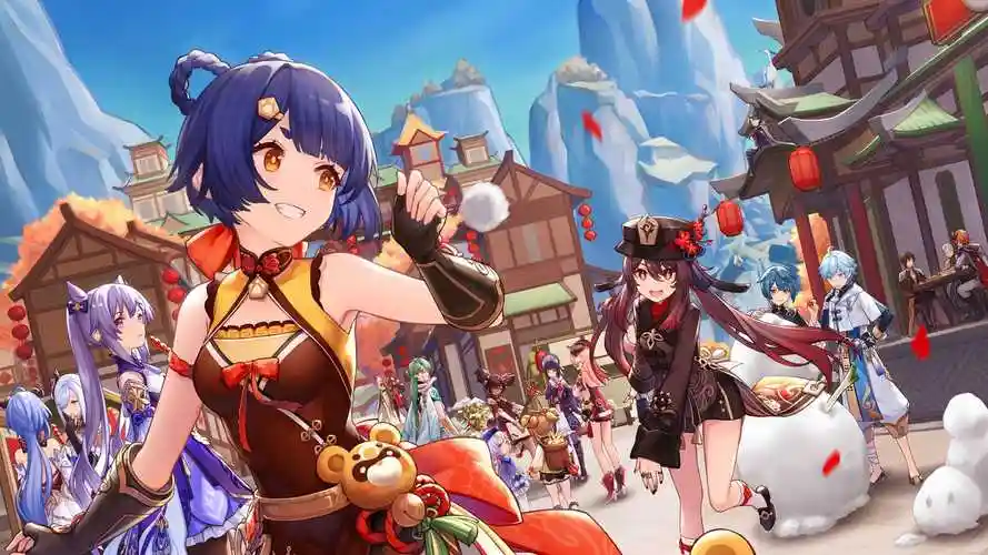 春节 灯笼 喜庆 热闹 聚会 刻晴 胡桃 原神 高清 壁纸