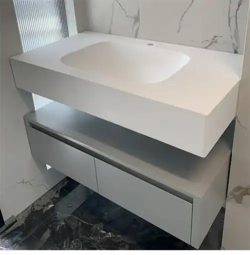 定制杜邦可丽耐一体盆人造石台面浴室柜组合台下盆洗脸盆洗手盆13m单