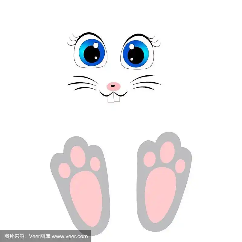 可爱的复活节兔子兔子脚插图