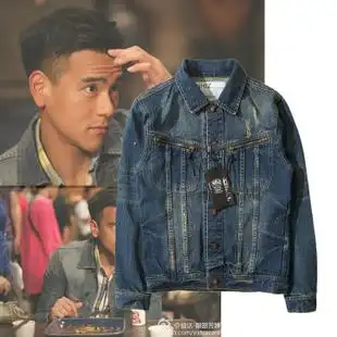 新款彭于晏款潮牌男士复古修身牛仔学生夹克休闲韩版简约外套上衣