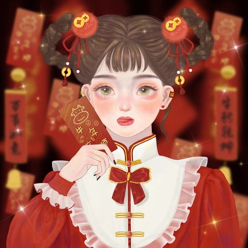 【少女绘】恭禧发财啦 2021新年贺图|插画|创作习作|一些野熹 - 原创