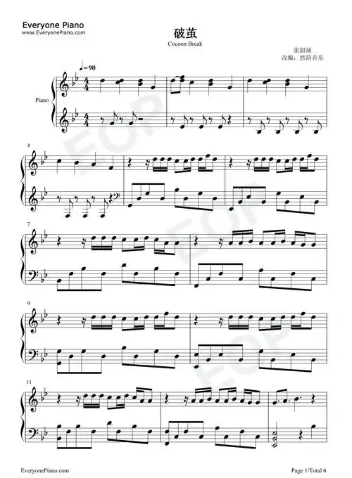 破茧-斗罗大陆动画2020年新主题曲五线谱预览1-钢琴谱文件(五线谱