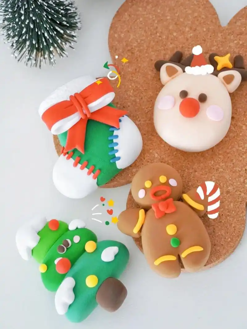 超轻粘土|萌萌的圣诞摆件90,一起diy礼物呀 捏了一堆可爱圣诞小萌物