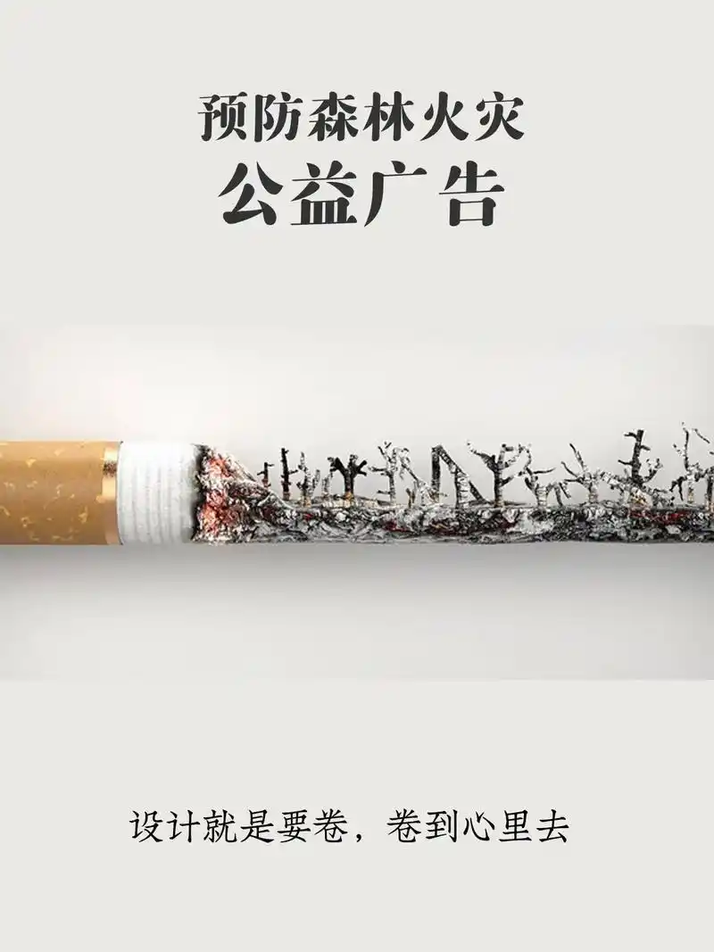 激发想象力的创意:预防森林火灾公益广告.
