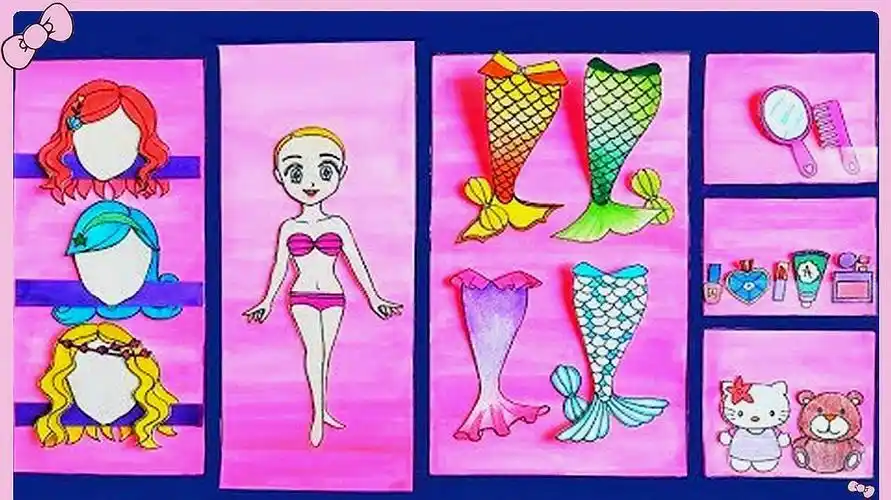 亲子制作剪纸衣服美人鱼