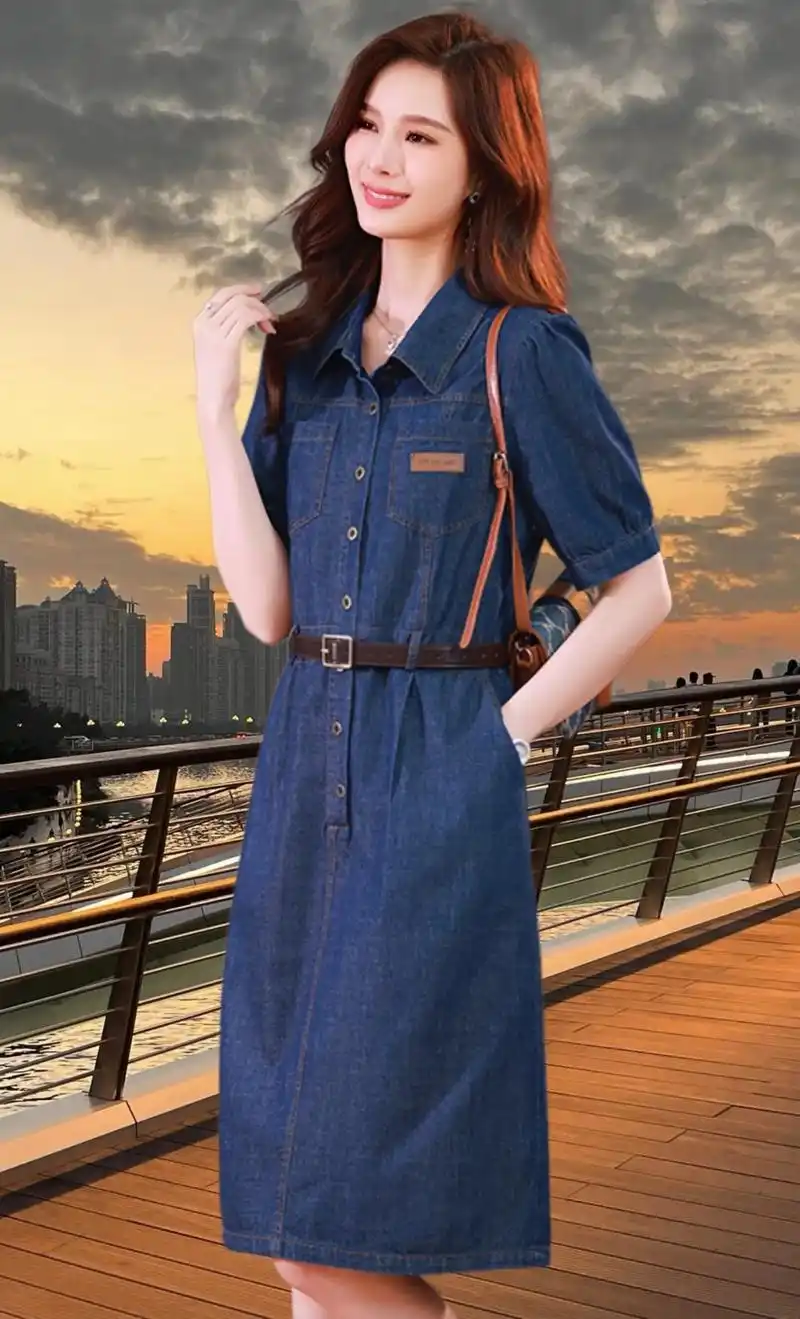 这款高品质牛仔连衣裙!收腰设计,轻松勾勒出迷人曲线