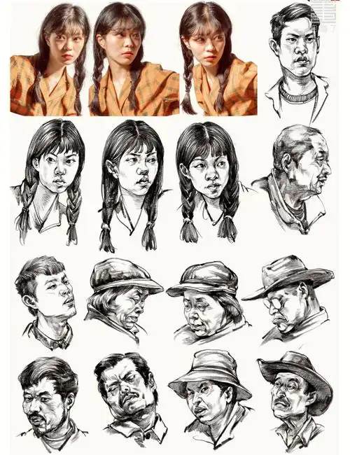 速写100种速写人物表情临摹范本