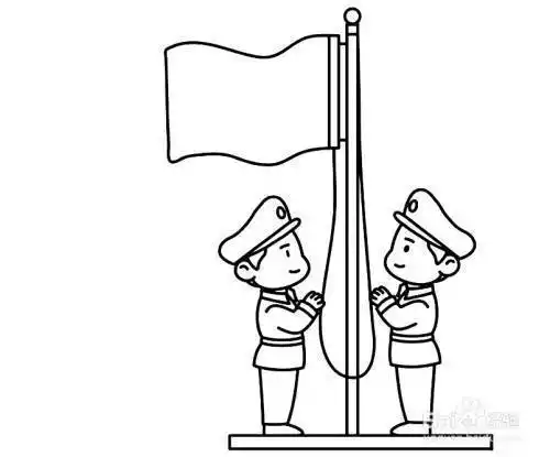 笔画小男孩拿国旗简笔画图片14张向国旗敬礼的军人叔叔卡通简笔画大全