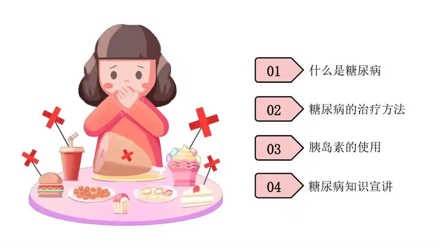 卡通风糖尿病健康知识宣教ppt课件资料