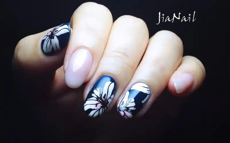 【jianail】百合花填色印花美甲