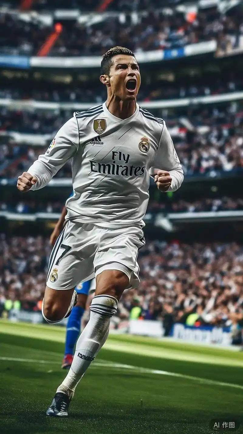 进球啦 伯纳乌球场 7号皇马球衣 疯狂奔跑#c罗 #皇马 # - 抖音