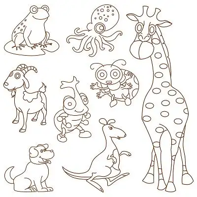 简笔画素材卡通世界动物日动物地球保护动物原创插画海报渐变颜色弥散