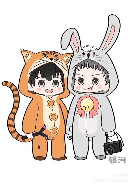 猫丞丞和兔飞飞_撒野蒋丞顾飞q版同人绘画作品