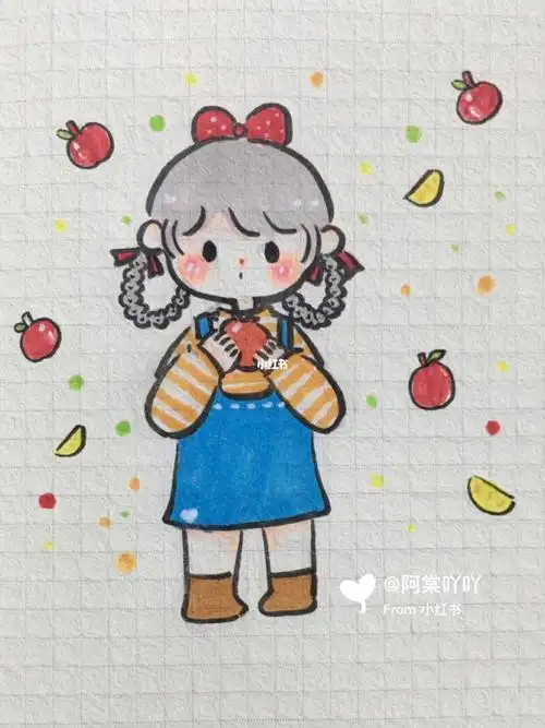 女孩附线稿简笔画手帐马克笔可爱小姐姐简笔画来啦简笔画铅笔萌萌哒