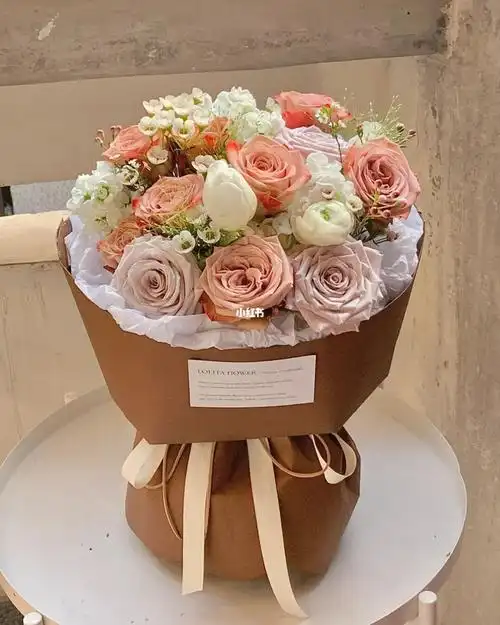 生日花束|曼塔卡布其诺轻复古花束高级感_花束_生日_复古_家居家装