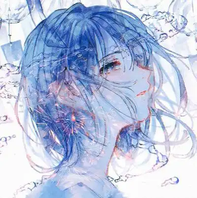 蓝发少女动漫图片