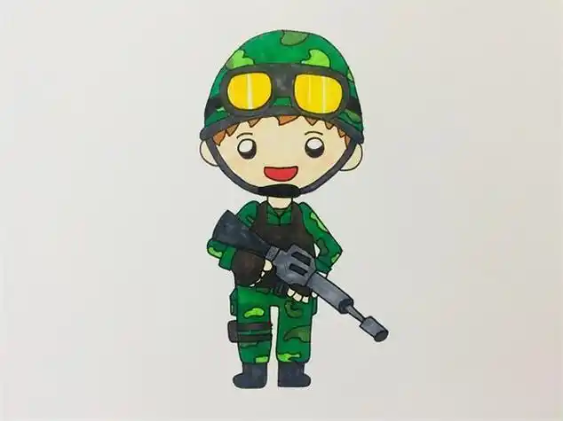 幼儿简笔画小小解放军