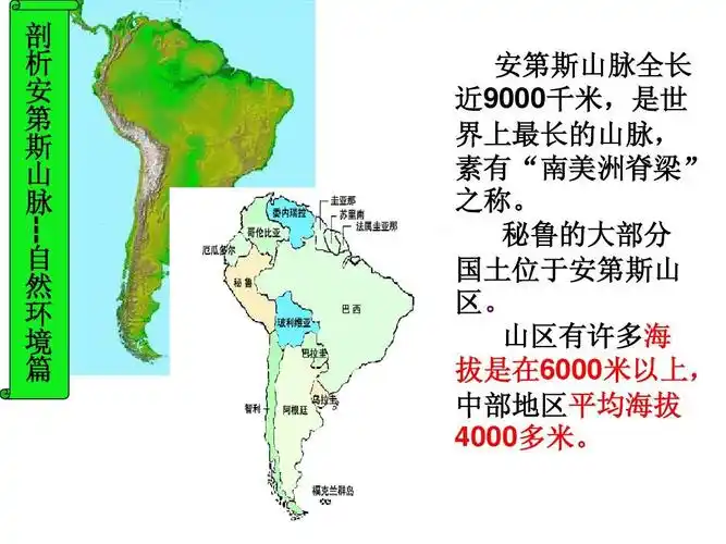 剖 析 安 第 斯 山 脉 自 然 环 境 篇 安第斯山脉全长 近9000千米,是