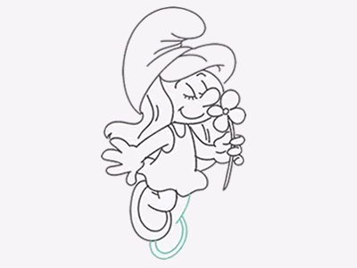 卡通蓝妹妹简笔画