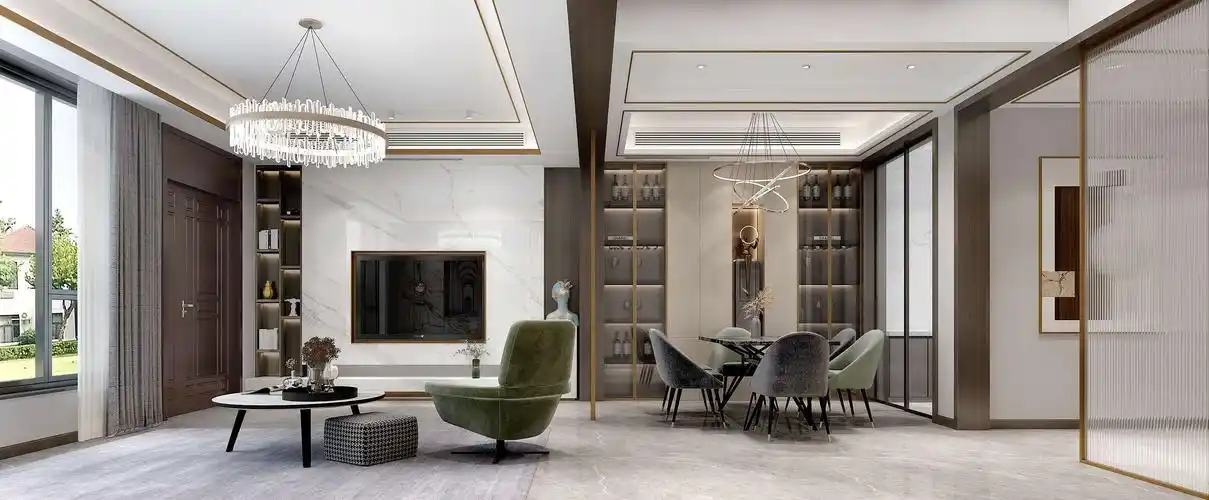 无锡别墅装饰蠡湖院子360平现代轻奢风格