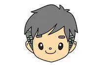 中性短发男孩简笔画步骤图