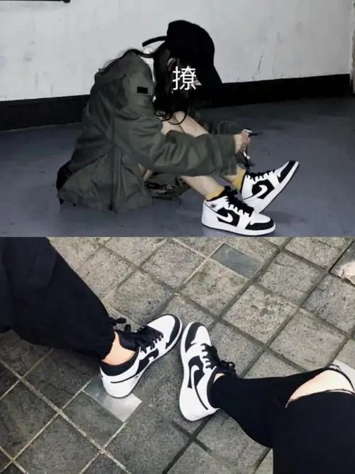 甜酷穿搭aj 1 mid黑白熊猫秋冬男鞋女鞋推荐_穿搭_女鞋_男鞋_air