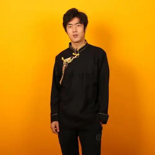 男士藏装加边色休闲藏服外套藏族舞蹈演出服装盘扣西藏装吉祥花白色l