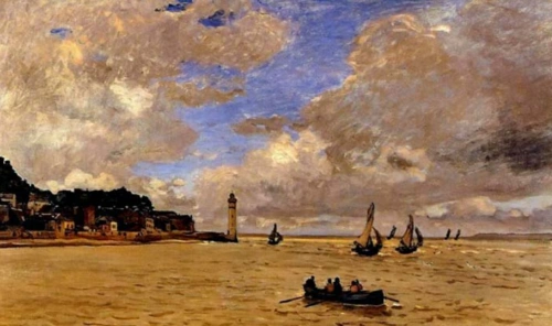 油画大师克劳德莫奈风景油画翁费勒的塞纳河口的作品鉴赏