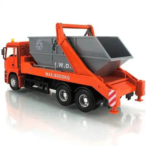 俊基132man橙色垃圾清理车垃圾车运输车环保车儿童模型玩具2148