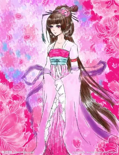 花为背景的动漫古装人