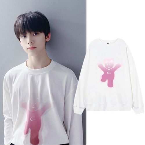 tf家族左航同款衣服渐变小熊跳舞卫衣男女圆领上衣春秋季宽松外套